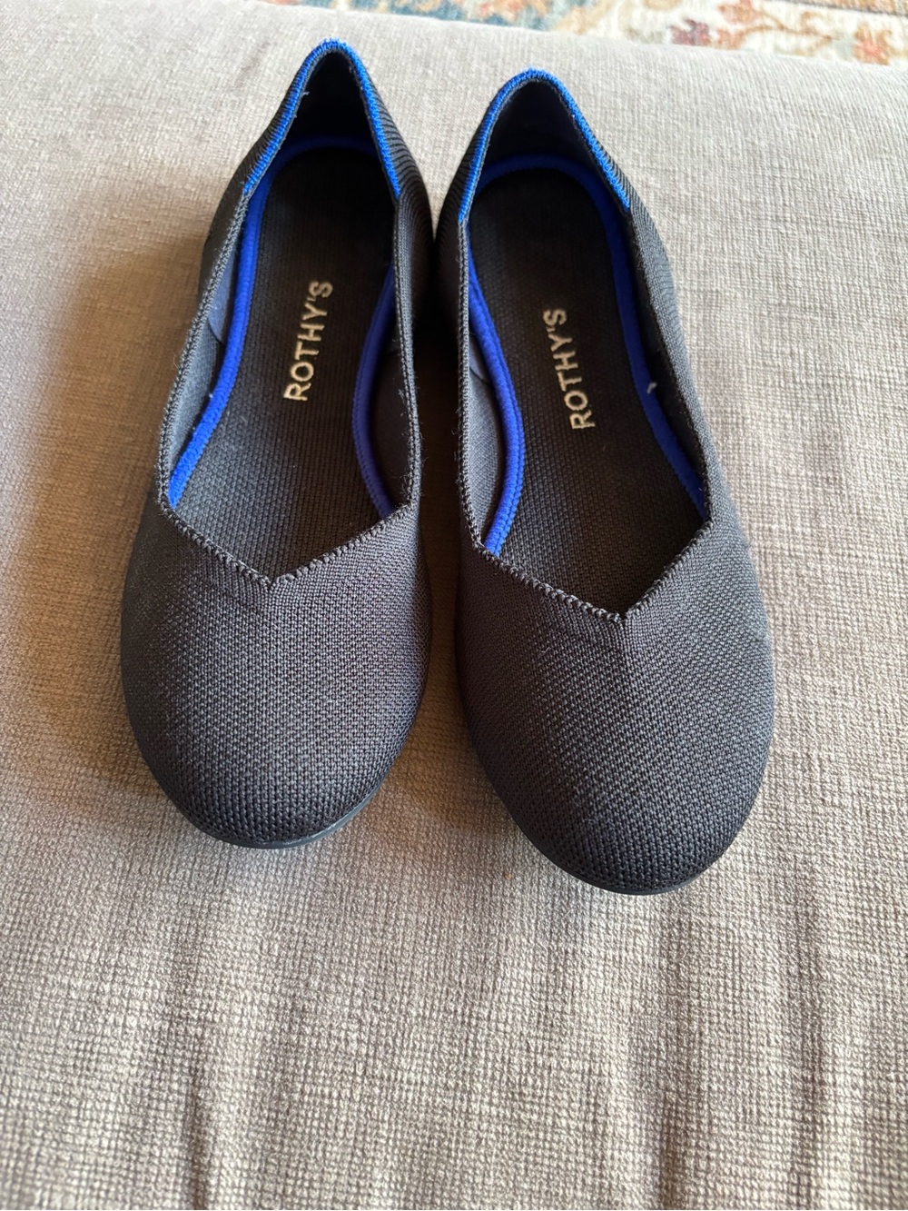 Rothy’s The Flat Black Solid Blue Halo Ballet Flats Size 8